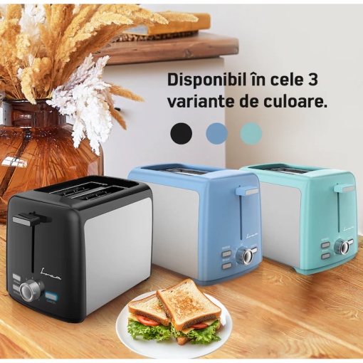 Prajitor de paine FRAM FTP-800SSGR, 800W, capacitate 2 felii, 7 niveluri de rumenire, tavita detasabila, Verde - Img 4