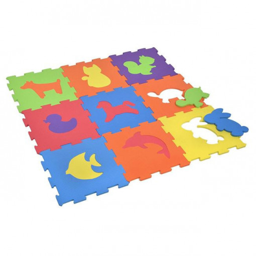 Puzzle modular pentru podea, moale si antiderapant, contine 9 piese, Animale - Img 3