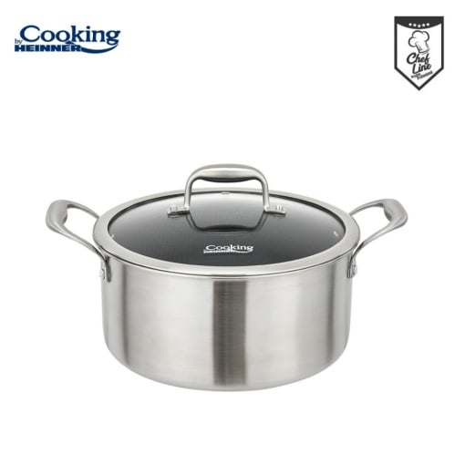 Semioala din inox cu capac, dimensiune 20x10 cm, 2.8l, acoperire ceramica HONEYCOMB, Heinner Titanium MRK-20