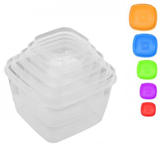 Set 5 caserole din plastic pentru alimente, dimensiuni diferite, capacitate 560ml, 850 ml, 1.15 l, 1.6 l, 2 l - Img 1