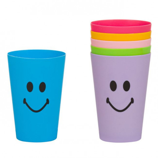 Set 6 pahare din plastic, 350 ml, Smile