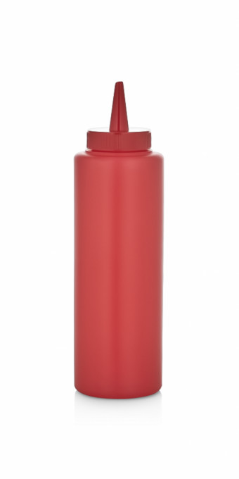 Sticla dispenser pentru sosuri, Plastic, 300 ml, Rosu