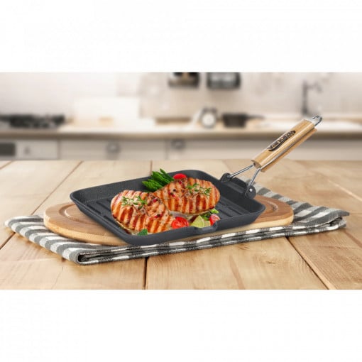 Tigaie grill din fonta, Vanora Home, 23 x 2 cm - Img 3