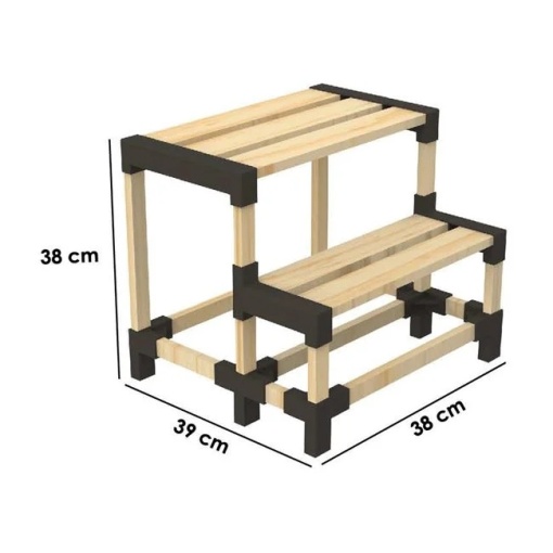 Treapta ajutatoare din lemn cu 2 nivele, dimensiune 39x38x38 cm - Img 5