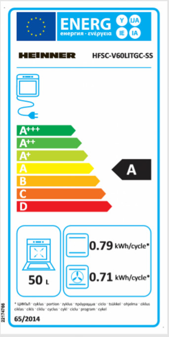 Aragaz mixt Heinner HFSC-V60LITGC-SS, 4 arzatoare gaz, Dispozitiv de siguranta plita, Aprindere electrica, Cuptor electric, Timer, Grill, Clasa A, 50 cm, Inox - Img 4