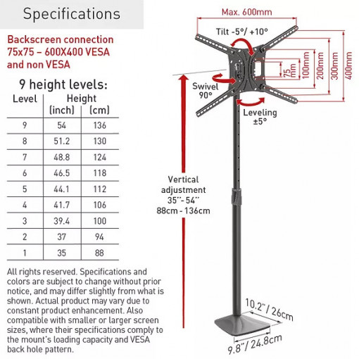 Barkan Fixed Floor Stand TV Mount 13-83&quot; - Img 2