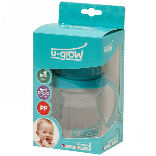 Biberon cu gat larg, U-Grow A-1014, Capacitate 210 ml, Non BPA - Img 3