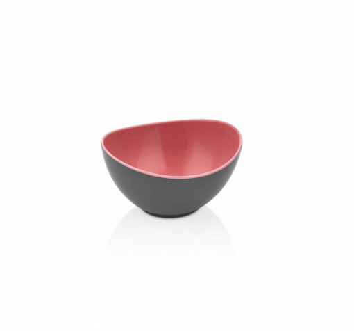 Bol oval din plastic bicolor, 14x12.5x7.5 cm, Rosu - Img 1