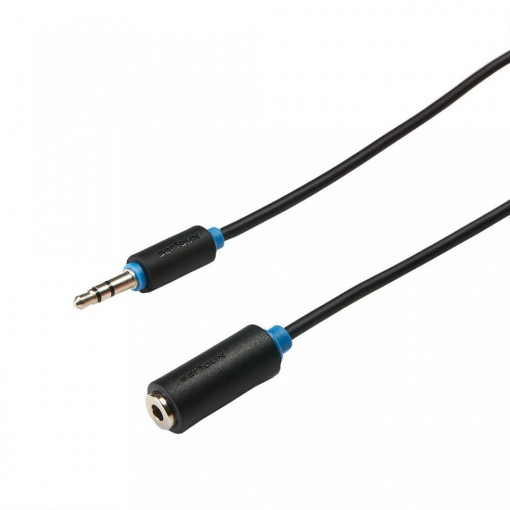 Cablu prelungitor audio 3.5mm Stereo tata - 3.5mm Stereo mama Serioux, lungime cablu 1.5 m, Negru