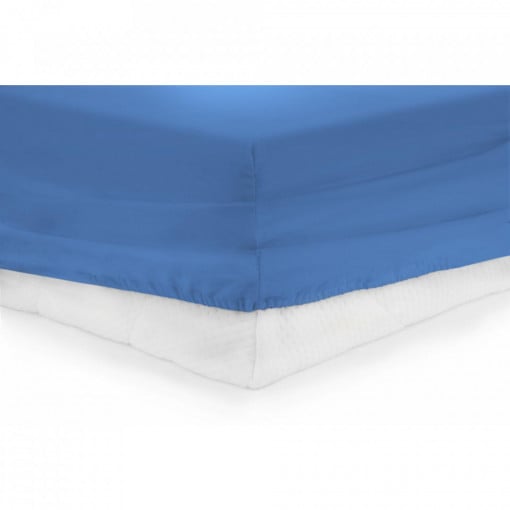 Cearceaf de pat cu elastic Heinner Home, 160x200 cm, Bumbac 100%, Albastru