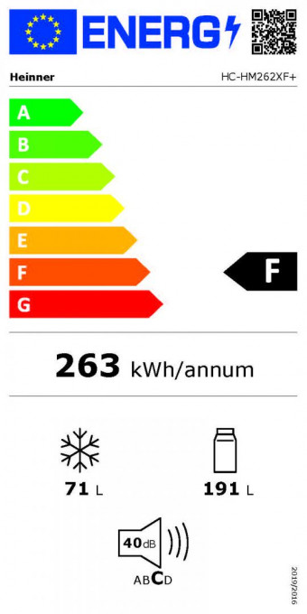 Combina frigorifica Heinner HC-HM262XF+, 262 l, Clasa F, Control electronic, Iluminare LED, H 180 cm, Inox - Img 4