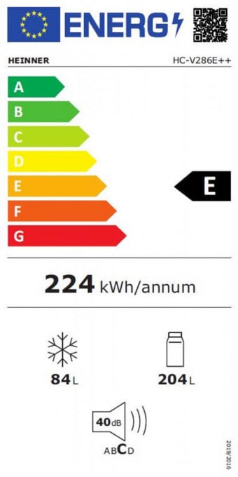 Combina frigorifica Heinner HC-V286E++, 286 l, Tehnologie Less Frost, Iluminare LED, Control mecanic, Termostat ajustabil, Clasa E, H 180 cm, Alb - Img 4