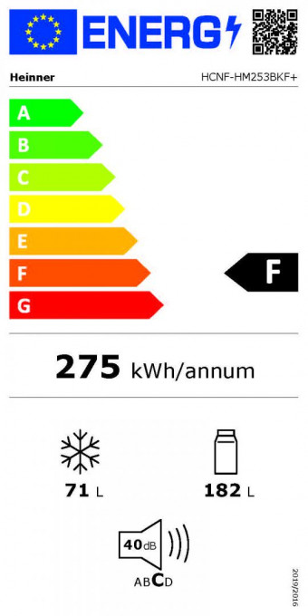 Combina frigorifica Heinner HCNF-HM253BKF+, 253 l, No Frost, Control electronic, Clasa F, H 180 cm, Negru - Img 4