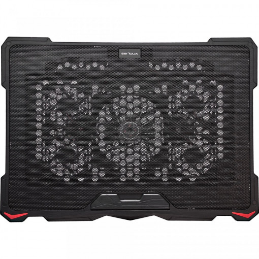 Cooler laptop Serioux NCP035, 1500 rpm, 10-17.3&quot;, 5 ventilatoare, 2 x USB, Iluminare LED, Negru - Img 3