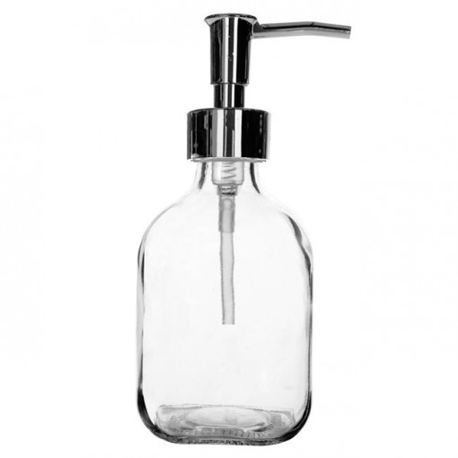 Dozator din sticla pentru sapun lichid, 250 ml, Transparent