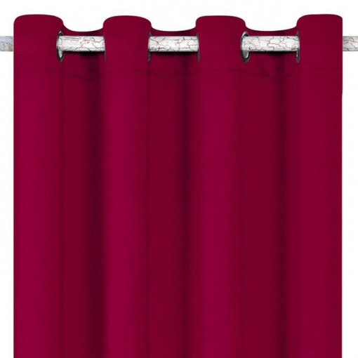 Draperie decorativa din stofa cu inele, dimensiune 140x260 cm, Bordo - Img 2