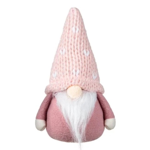 Figurina decorativa de Craciun, dimensiune 10x6x17 cm, Gnome roz