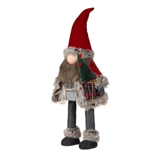 Figurina decorativa de Craciun, dimensiune 27x23x70 cm, Gnome cu costum gri - Img 3