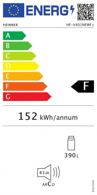 Frigider cu o usa Heinner HF-V401NFWF+, 389 l, Clasa F, No Frost, Control electronic, Termostat ajustabil, Iluminare LED, H 186 cm, Alb - Img 3