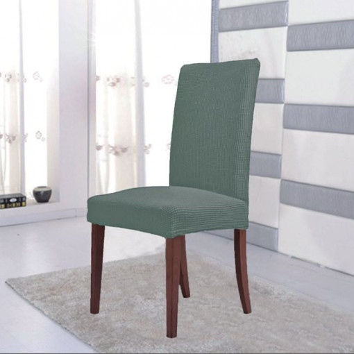 Husa de scaun decorativa, elastica, de culoare verde menta cu carouri in relief
