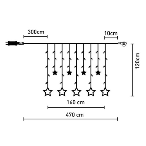 Instalatie de lumini LED tip perdea cu lumina calda, 107 becuri, extensibila, model Stelute, IP 44 - Img 4