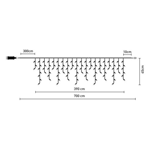 Instalatie de lumini LED tip perdea, lumina rece, 200 becuri, dimensiune 700 x 45 cm, extensibila, IP 44 - Img 4