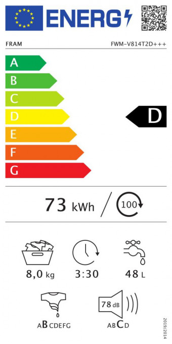 Masina de spalat rufe Fram FWM-V814T2D+++, 8 kg, 1400 rpm, Clasa D, Display digital, Start intarziat, Anti-sifonare, Eco-Logic, Allergy safe, Alb - Img 6
