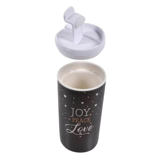 Pahar ceramic de Craciun, dimensiune 8.5x15.5 cm, capacitate 355 ml, Joy Peace Love - Img 2