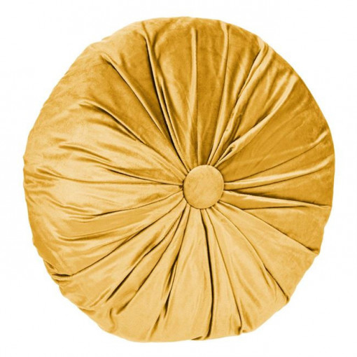 Perna decorativa rotunda, doua fete, aspect catifelat, dimensiune 40x10 cm, Galbena