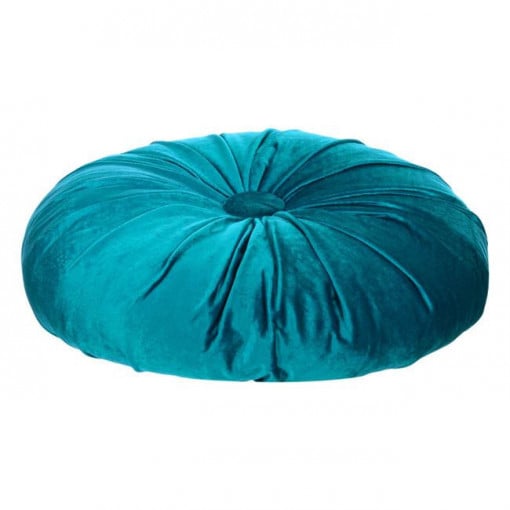 Perna decorativa rotunda, doua fete, dimensiune 40x10 cm, Velvet Petrol - Img 3