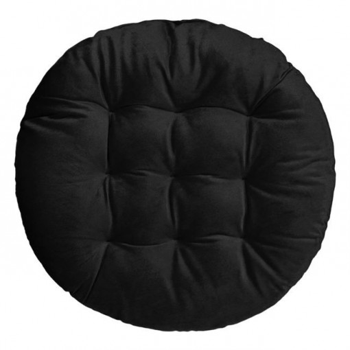 Perna decorativa rotunda pentru scaun, doua fete, diametru 40 cm, Velvet negru - Img 1