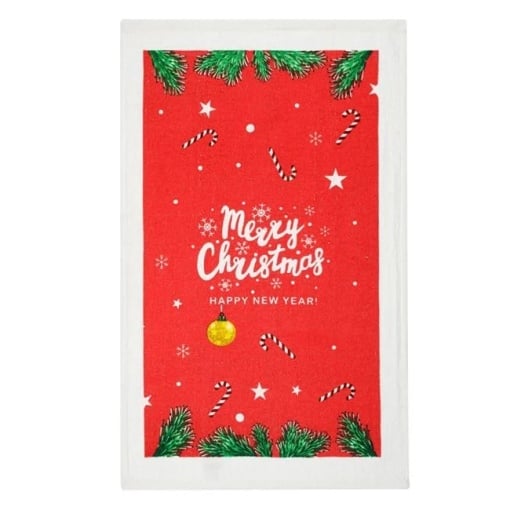 Prosop pentru bucatarie de Craciun, dimensiune 60x35 cm, model Merry Christmas &amp; Happy New Year - Img 1