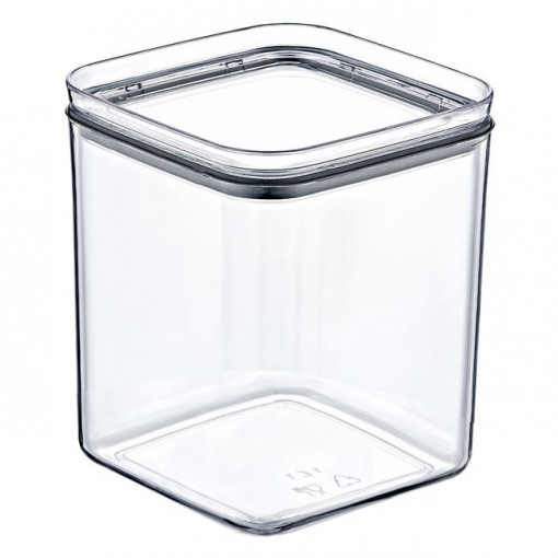 Recipient din plastic cu capac pentru alimente, dimensiune 10.5x10.5x12 cm, capacitate 1 L