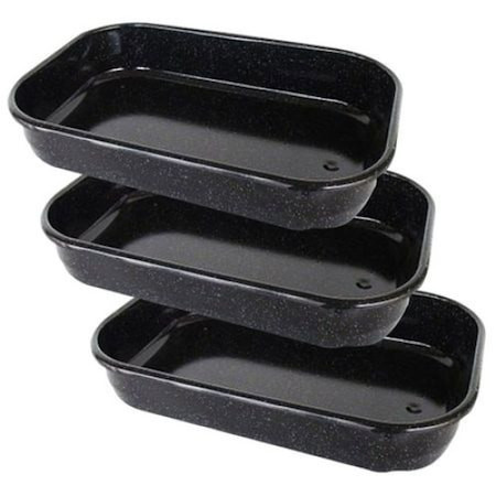 Set 3 Tavi emailate pentru cuptor, 32/36/40 cm, Negru - Img 1