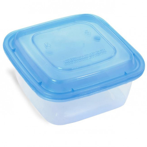 Set 4 caserole din plastic pentru alimente, dimensiune 14x14x8 cm, capacitate 1 l