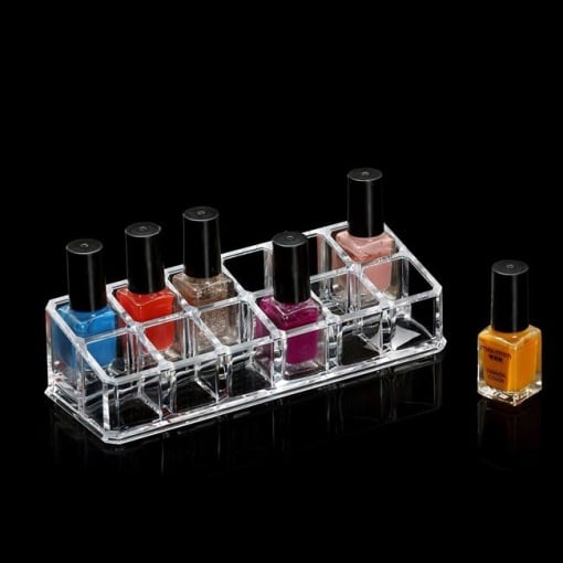 Suport organizator pentru oje, 12 compartimente, dimensiune 17 x 7 x 3 cm, transparent - Img 2