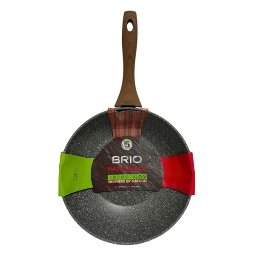 Tigaie wok aluminiu forjat, 5 straturi cu particule minerale, baza inductie, diametru 28 cm, Brio Metallica - Img 1