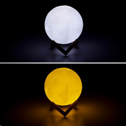 Veioza Moon Lamp cu suport din lemn, 12 cm, Multicolor - Img 2