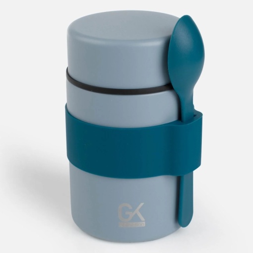 Caserola termica cu lingura, capacitate 450 ml, Albastra - Img 2