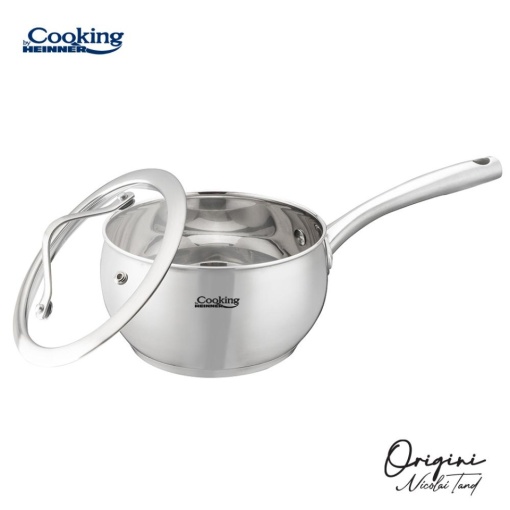 Cratita din inox cu capac, dimensiune 16 x 9 cm, capacitate 1.8 L, baza inductie, Origini Chef Nicolai Tand