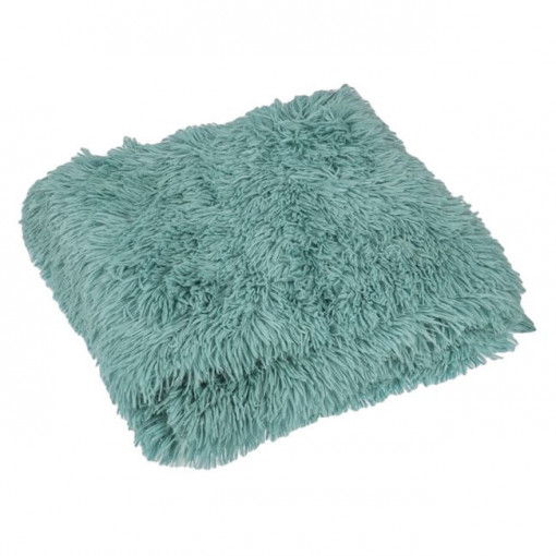 Cuvertura moale decorativa shaggy din blana artificiala, dimensiune 160x130 cm, Verde Menta - Img 2