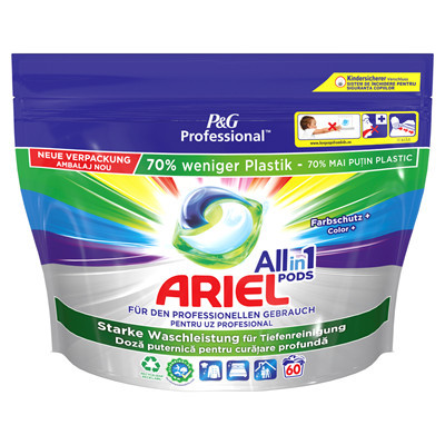 Detergent Rufe Capsule Color, 60 bucati, ARIEL Professional All In1