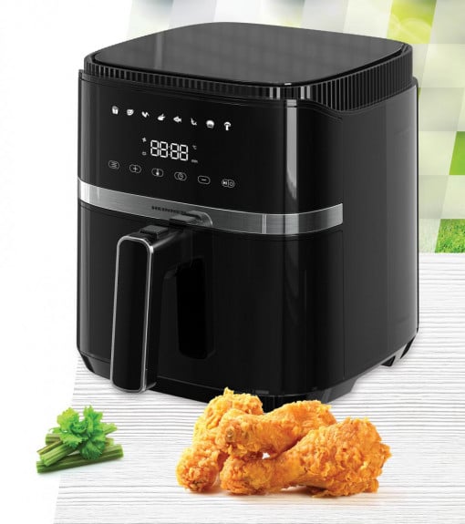 Friteuza cu aer cald HEINNER VARIETYFRY AIRFRYER HAF-B5BK1500, 1500w, capacitate: 5l, display digital cu control touch, timer 60 min, temperatura 80-200 grade, 8 programe presetate, suport teflonat detasabil, oprire automata, negru - Img 4