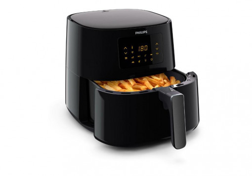 Friteuza fara ulei Philips HD9280/90 Airfryer Essential Collection, capacitate 6.2 L, Rapid Air, Digital, Wifi, 7 presetari, Corp negru/ Maner negru - Img 2