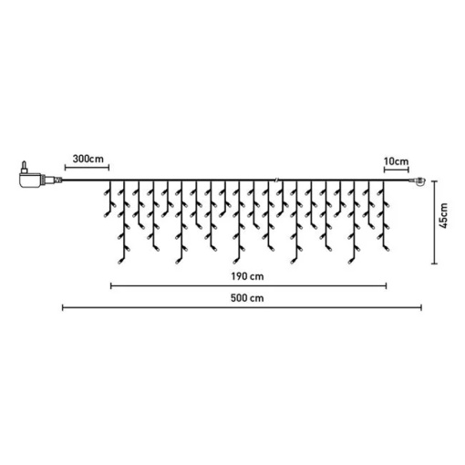 Instalatie de lumini LED tip perdea, lumina calda, 100 becuri, dimensiune 500x45 cm, extensibila, IP44 - Img 2