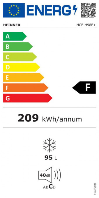 Lada frigorifica Heinner HCF-H98F+, 95 l, Clasa F, Control mecanic, Alb - Img 6