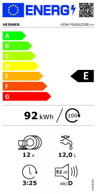 Masina de spalat vase Heinner HDW-FS6062DSE++, clasa energetica E, 12 seturi - Img 3