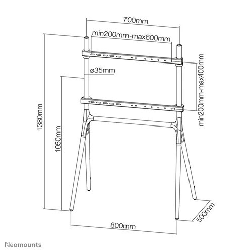 NM Select TV Floor Stand 37&quot;-70&quot; White - Img 2