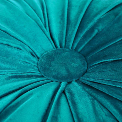 Perna decorativa rotunda, doua fete, dimensiune 40x10 cm, Velvet Petrol - Img 4