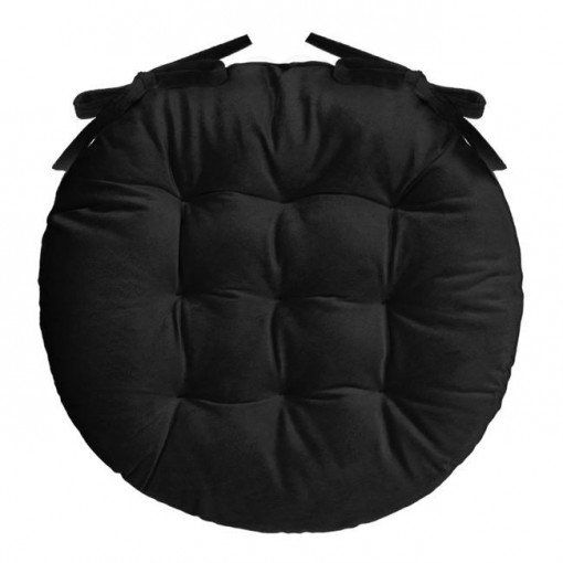 Perna decorativa rotunda pentru scaun, doua fete, diametru 40 cm, Velvet negru - Img 2